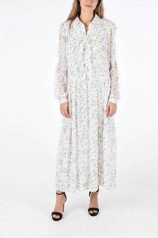 floral-print ruffled maxi shirtdress