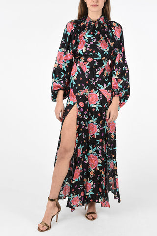 floral-print bare back double split-side hem maxi dress