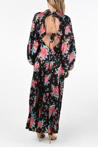 floral-print bare back double split-side hem maxi dress