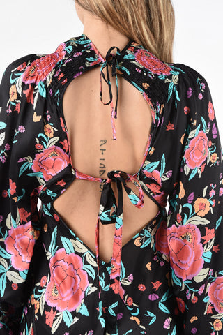 floral-print bare back double split-side hem maxi dress