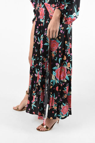 floral-print bare back double split-side hem maxi dress