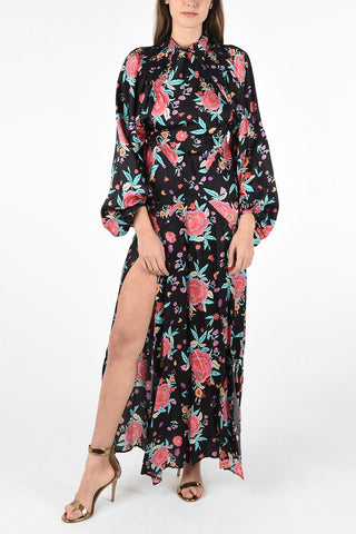 floral-print bare back double split-side hem maxi dress