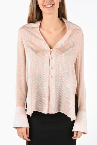 blusa in misto seta collo johnny