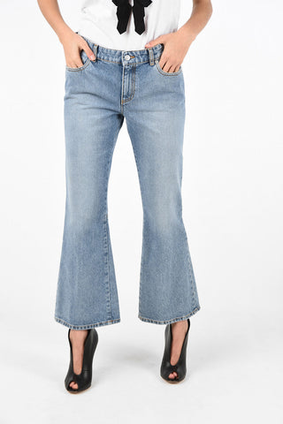 stone washed Mid-rise waist bootcut jeans