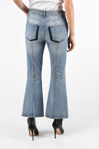 stone washed Mid-rise waist bootcut jeans