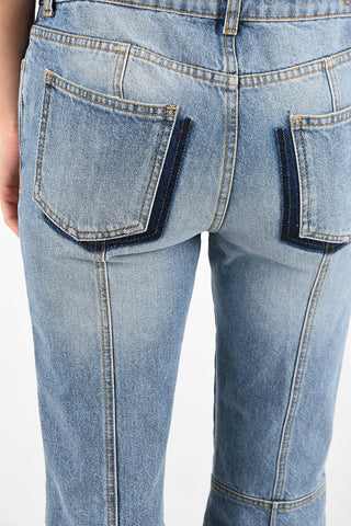 stone washed Mid-rise waist bootcut jeans
