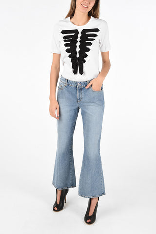 stone washed Mid-rise waist bootcut jeans