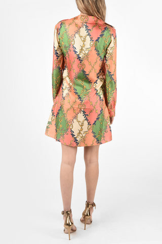 logo silk shirtdress with Golden Buttons