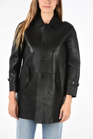 Leather 4-button outerwear jacket
