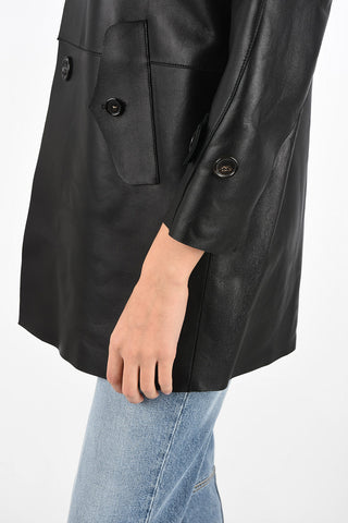 Leather 4-button outerwear jacket