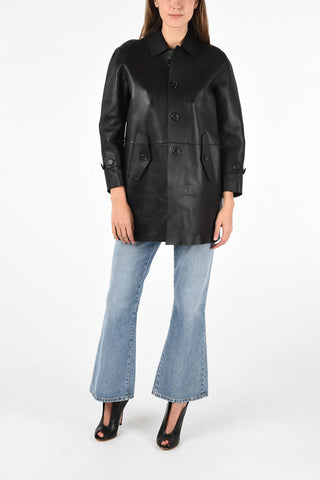 Leather 4-button outerwear jacket