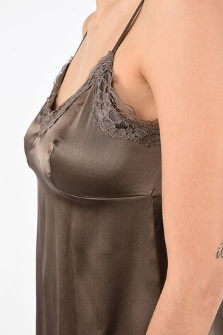 oversized top in seta con pizzo