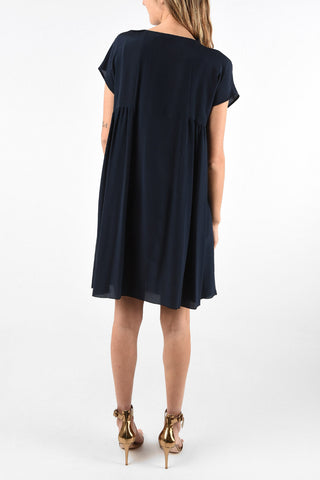 silk split-side hem knee lenght dress