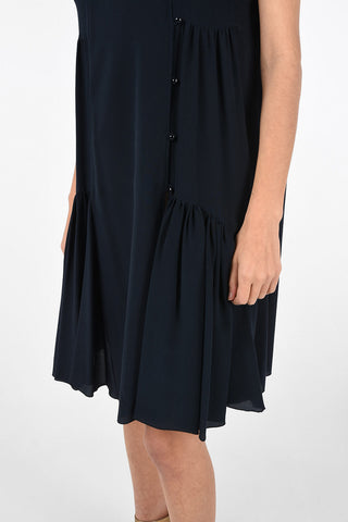silk split-side hem knee lenght dress