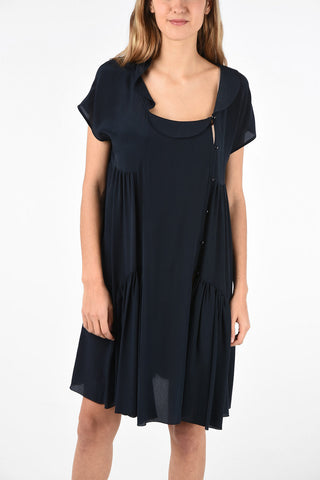 silk split-side hem knee lenght dress
