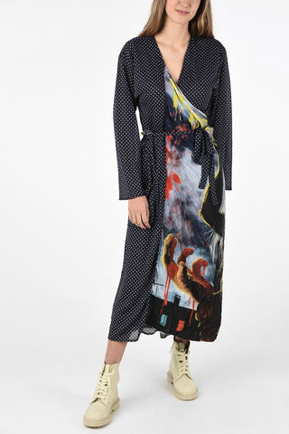 vestito wrap a pois in seta