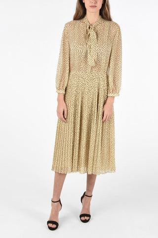 polka dot silk Tie Neck dress