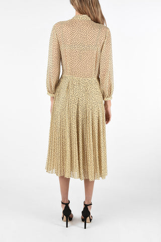 polka dot silk Tie Neck dress