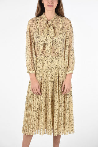 polka dot silk Tie Neck dress