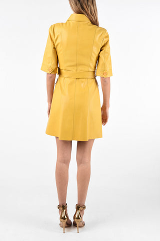 Leather Mini Dress with Front Closure