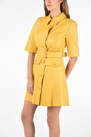 Leather Mini Dress with Front Closure