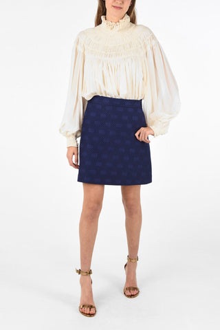 silk and wool All Over Logo mini a-line skirt