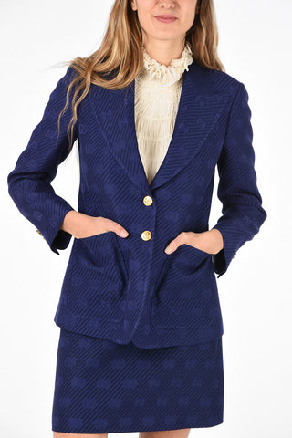 silk and wool side vents peak lapel 2-button blazer