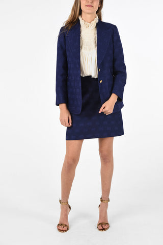 silk and wool side vents peak lapel 2-button blazer