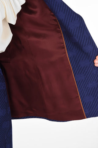 silk and wool side vents peak lapel 2-button blazer