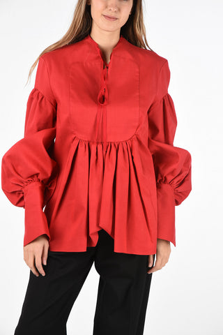 bishop sleeve pin tuck shirt