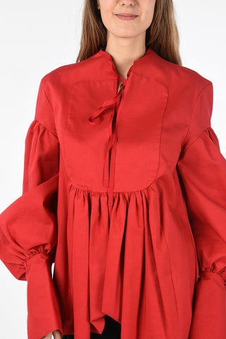 bishop sleeve pin tuck shirt