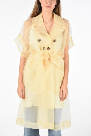 Cappotto Doppiopetto DEVORE Sheer con Cintura