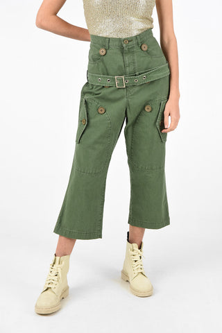 low-crotch cargo capri pants with Belt