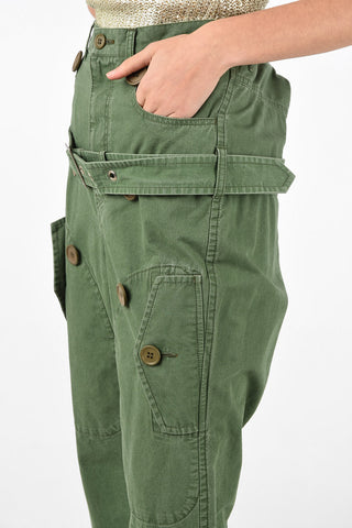 low-crotch cargo capri pants with Belt