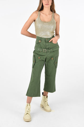 low-crotch cargo capri pants with Belt