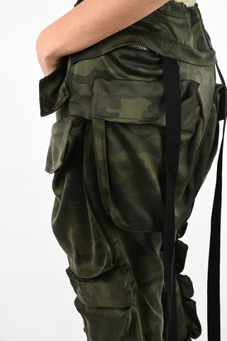 camouflage silk Low-rise waist cargo pants