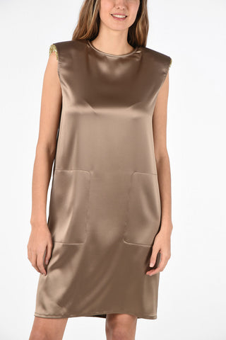 Side Pockets shift dress with Sequin Details