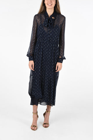 silk Tie Neck maxi shirtdress