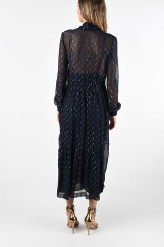 silk Tie Neck maxi shirtdress