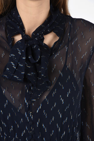silk Tie Neck maxi shirtdress