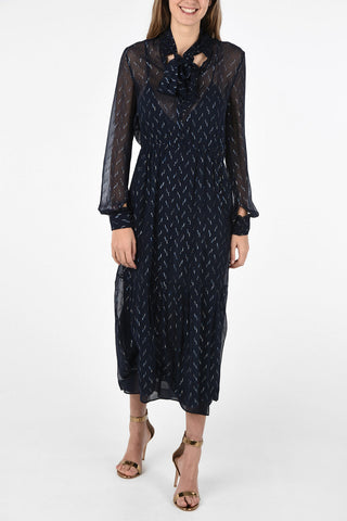 silk Tie Neck maxi shirtdress