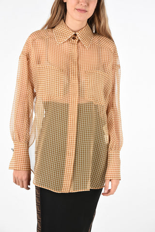 gingham check silk shirt