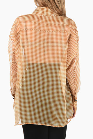 gingham check silk shirt