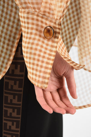 gingham check silk shirt