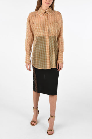 gingham check silk shirt