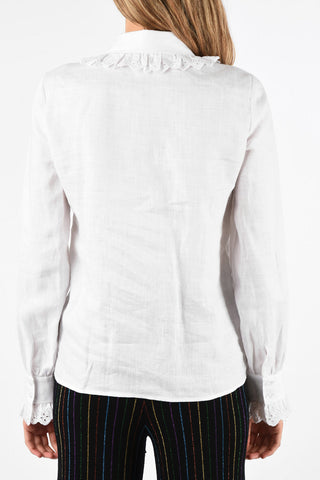 camicia pin tuck in Misto Lino con polsini a volant