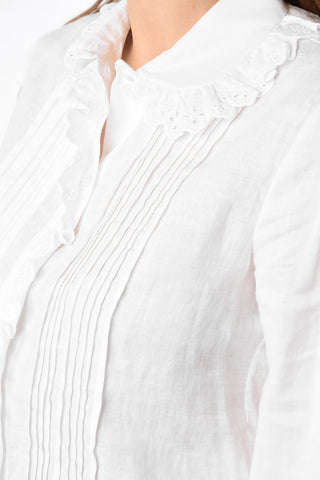 camicia pin tuck in Misto Lino con polsini a volant