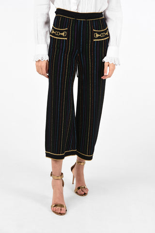 awning striped lurex capri pants