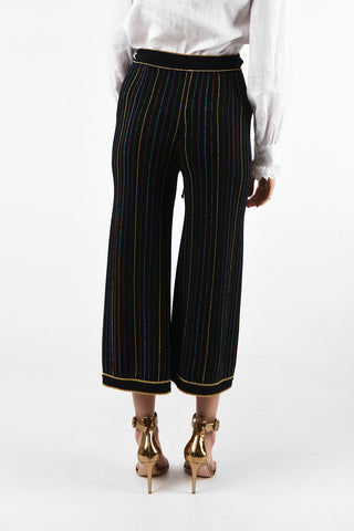 awning striped lurex capri pants