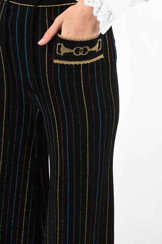 awning striped lurex capri pants